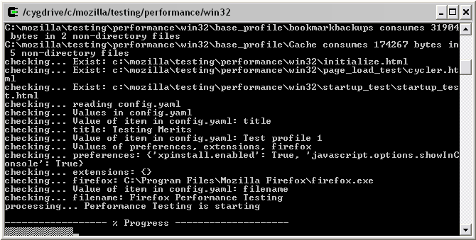 Firefox Performance Testing running